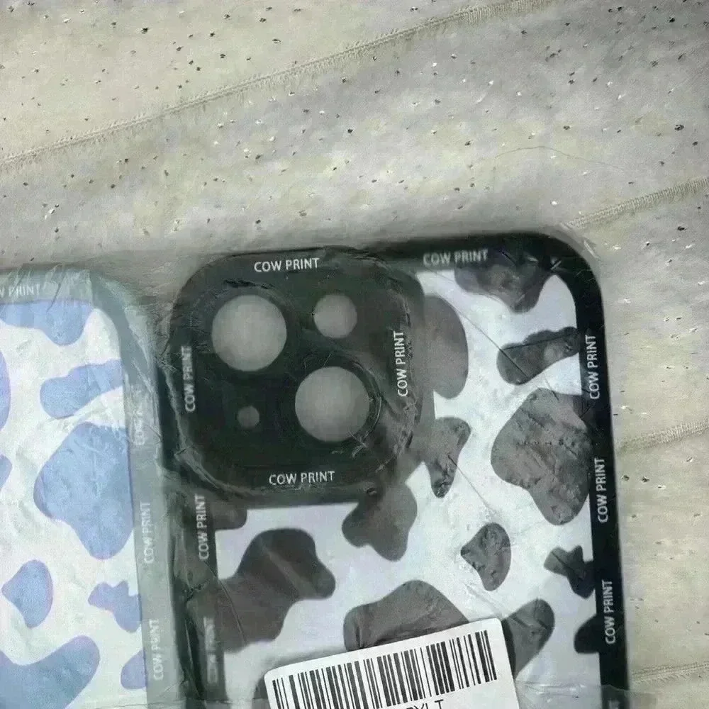 2 Pack Cases for Apple iPhone13,14,15-6.1inch, Blue,black,Cow Print Silicone NEW